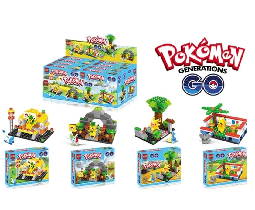 Конструктор POKEMON 45005, 20 упаковок по 8 шт, 4 види, дисплей 44,5×19×17,5 см, фото 1