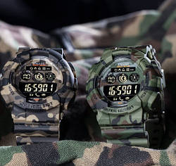 Чоловічий спортивний камуфляжний смарт-годинник SMAEL 8013 smart watch, наручний спортивний годинник воєнний армійський