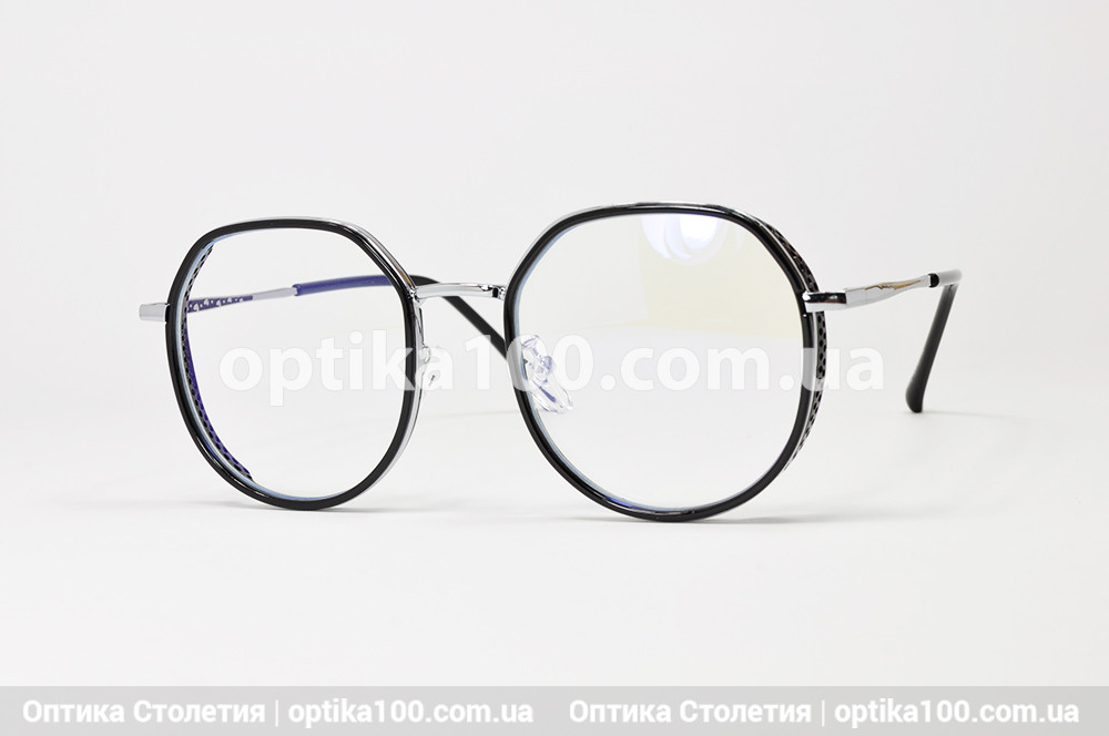 Жіноча кругла чорна оправа для окулярів для зору. Метал із пластиком
