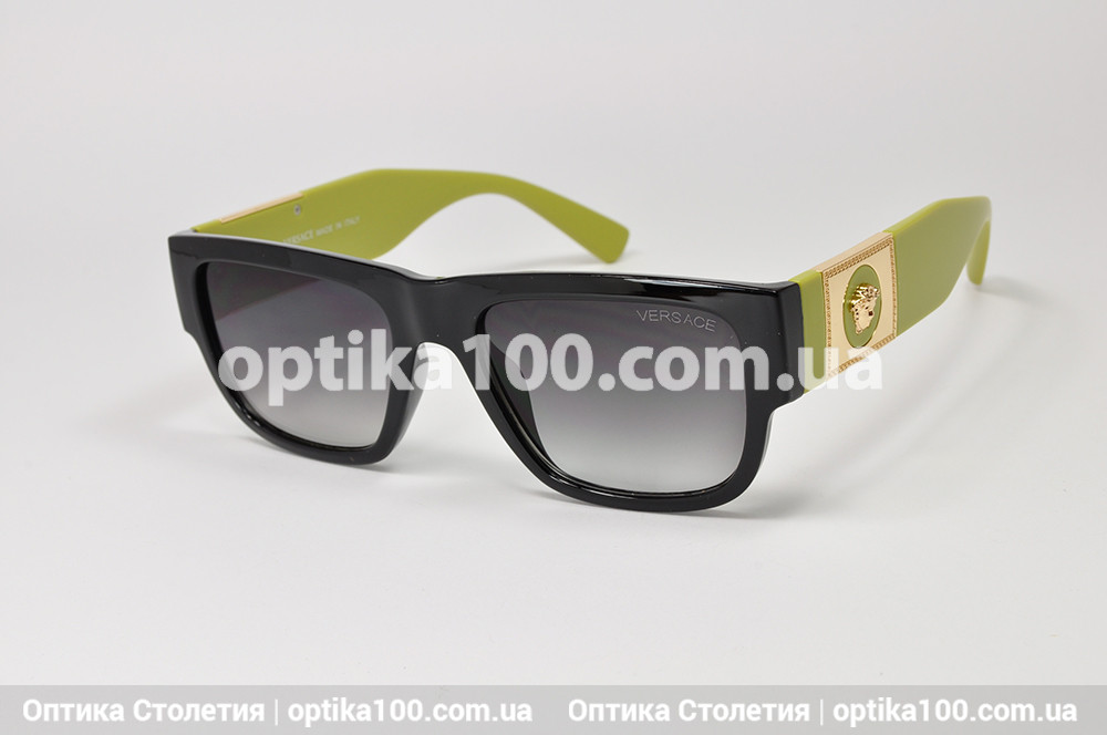 Сонцезахисні окуляри ДЛЯ ЗОРУ З ДІОПТРІЯМИ в стилі Versace. Чорно-оливкові