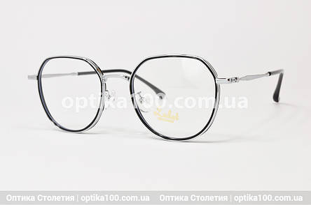 Жіноча чорно-сталева оправа для окулярів для зору. Метал із пластиком, фото 2