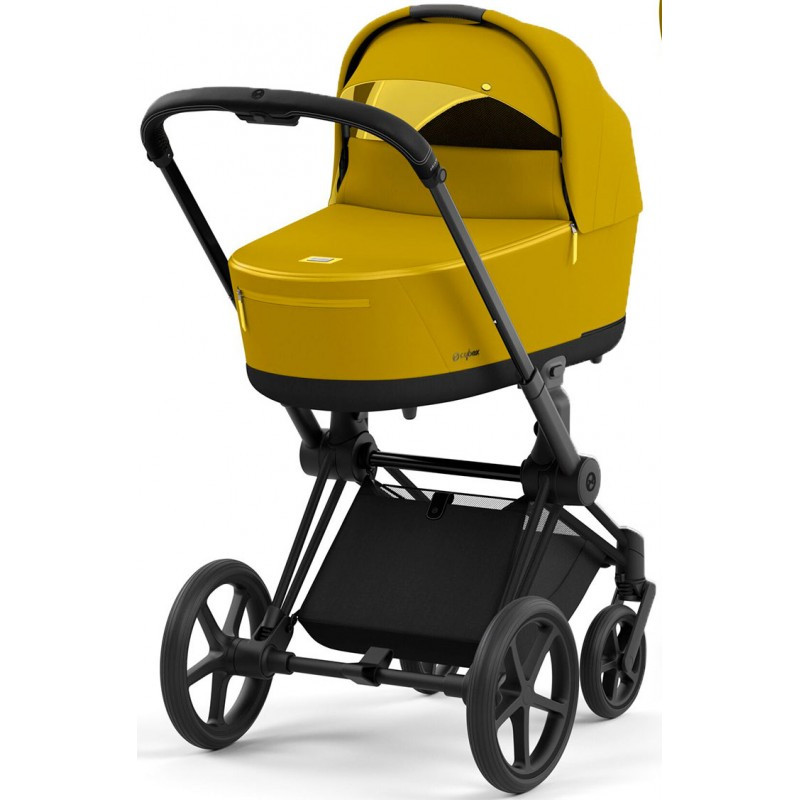 Коляска Cybex Priam 4.0 шасі Matt Black + люлька Mustard Yellow 2023 р.