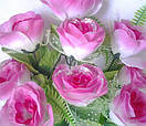 Букет штучних квітів Троянда з вуаллю й папоротіком, 42 см, фото 2