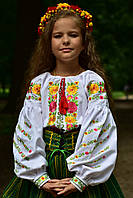Яркая украинская вышиванка для девочки №0318