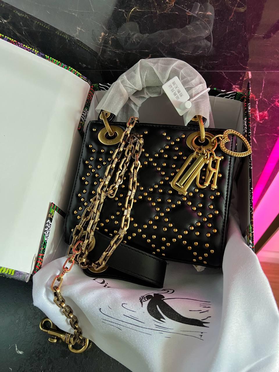 Жіноча сумка Крістіан Діор чорна Christian Dior Black Lady Premium