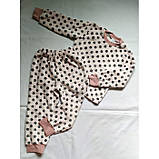 Тепла махрова піжама на дівчинку, кофта + штани, горошок, р.98 - 2-3 роки, фото 2