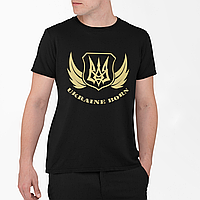 Черная мужская футболка Трезубец с крыльями