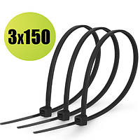 Стяжка кабельная, универсальная, 3*150, нейлон, черная (100шт/уп)