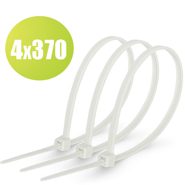 Стяжка кабельна, універсальна, 4*370, нейлон, біла (100шт/уп), фото 1