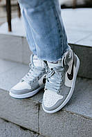 Nike женские весна/осень серые кроссовки на шнурках. Демисезонные женские кожаные кроссы