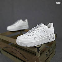 Nike Air Force 1 женские демисезонные белые кроссовки на шнурках. Весенние женские кожаные кроссы