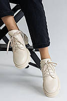 Solo женские весна/осень бежевые ботинки на шнурках. Демисезонные женские кожаные ботинки