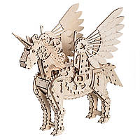 Конструктор, 3d пазл, механічний з дерева, навчальна, розвиваюча іграшка, гра,  Єдиноріг