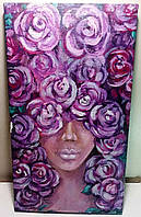 Картина "Барошня в трояндах", авторська робота, розмір 35/20 полотно, акрил