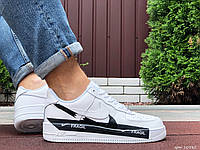 Nike Air Forse FRAGIL белые с черным мужские кроссовки. Демисезонные мужские кожанные кроссы. 43