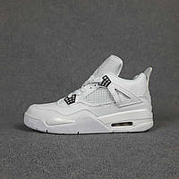 Nike Air Jordan 4 белые мужские демисезонные кроссовки. Лето/осень/весна,мужские пресскожа кроссовки.