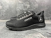 Jordan мужские весенние/летние черные кроссовки на шнурках.Демисезонные мужские текстильные кроссы