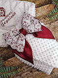 Зимовий конверт - ковдра для новонародженої дівчинки, вишивка "Маленька Українка", білий з червоним, фото 2
