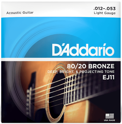 Струни для акустичної гітари D*ADDARIO EJ-11 80/20 Bronze Light
