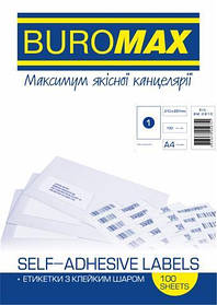Етикетки самоклеючі 1шт 210х297мм (100 аркушів) Buromax BM.2810