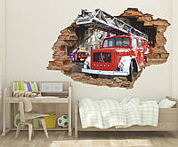 Интерьерная наклейка на стену Пожарная машина Oracal размер 96х64см