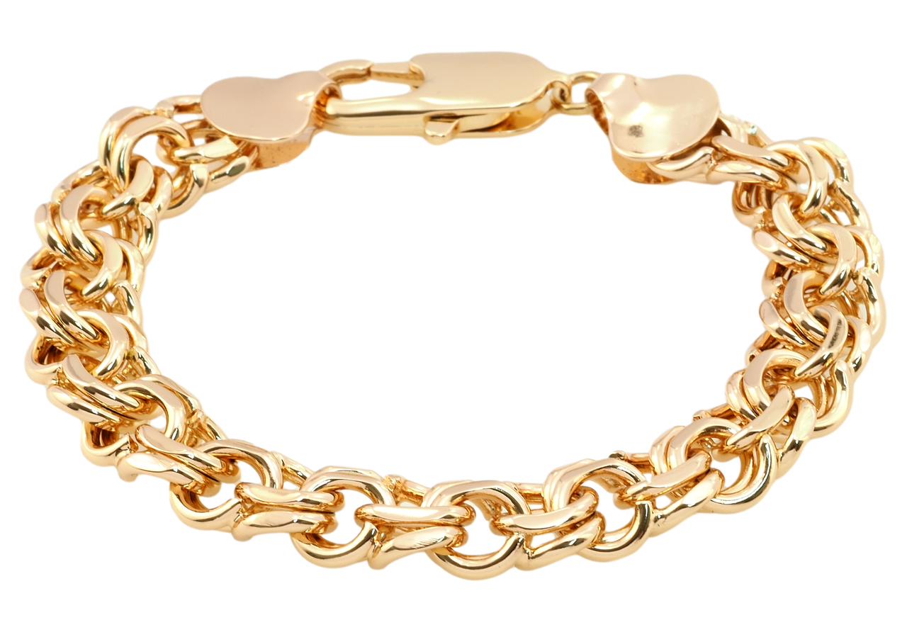 Браслет Xuping Позолота 18K "Плетіння Бісмарк" довжина 21см х 11мм