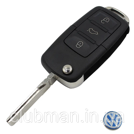 Корпус ключа для VW (Фольксваген) 3 кнопки. корпус на три частини (+ Емблема), фото 1