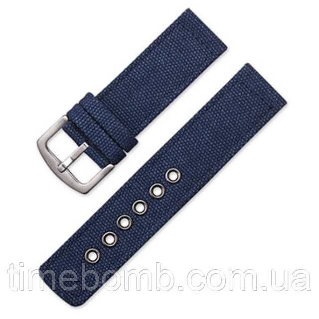 Синій тканинний ремінець для годинника 22 мм