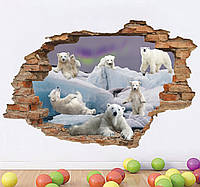 Интерьерная наклейка на стену Белые медведи Oracal размер 96х64см