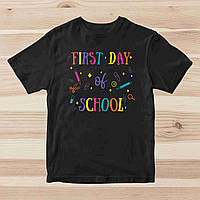 Детская черная футболка с принтом в школу "First day School" Push IT