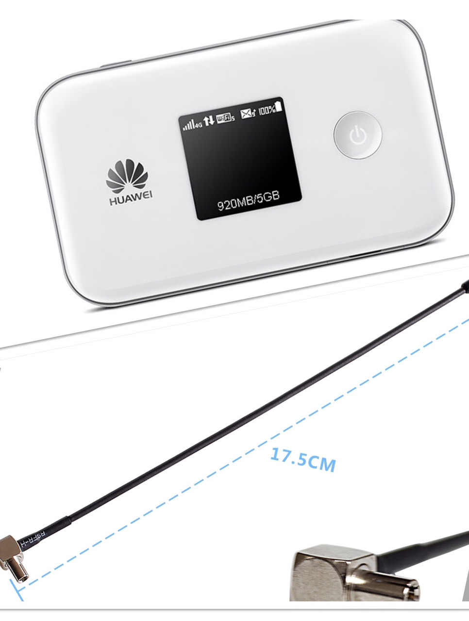 Huawei e5372 мобільний роутер + антени термінальні TS9 5 Dbi, фото 1
