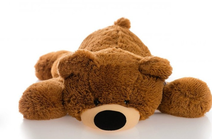 Лежачий ведмедик Умка плюшевий 120 см, Коричневий пухнастий ведмідь іграшка в подарунок, М'яка іграшка ведмедик Умка