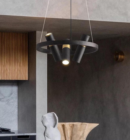 СУЧАСНА ДИЗАЙНЕРСЬКА МОДЕЛЬ СВІТИЛЬНИКА НА ТРОСАХ З ПЛАФОНАМИ-СПОТАМИ J 063/6 BK, фото 1