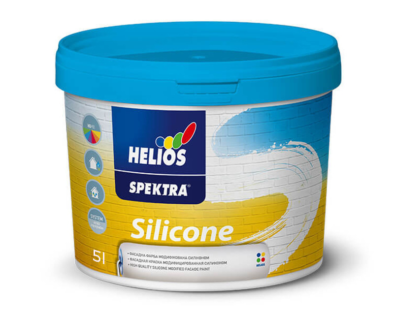 Краска силиконовая HELIOS SPEKTRA SILICONE фасадная белая (база В1) 5л - фото 1 - id-p1664138898