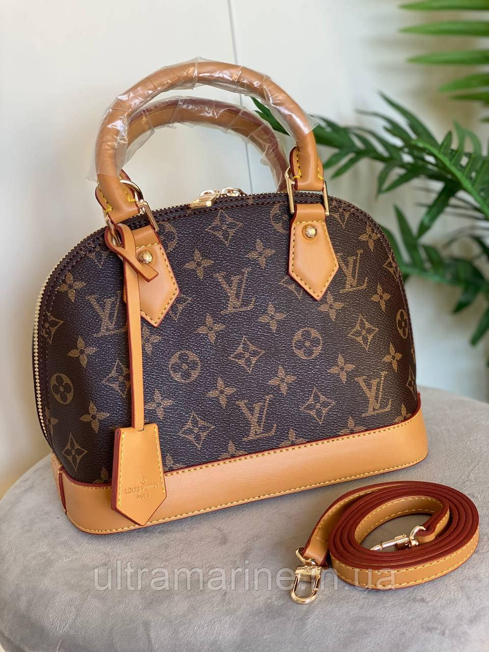 Ділова жіноча сумка Louis Vuitton 23x19x12см еко-шкіра коричнева монограма LV Brown Alma Monogram Tanned Skin