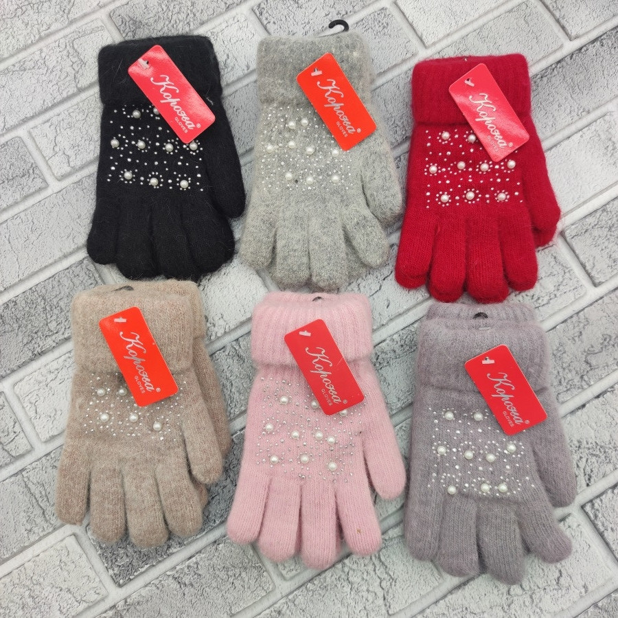 Рукавички підліток вовняні з махрою подвійні відвороти Корона 5716 асорті 20см ПДЗ-170088, фото 1