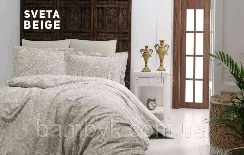 Полуторна Постільна Білизна З Сатину Делюкс "SVETA BEIGE" Issi Home Туреччина