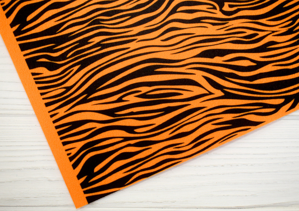 Фетр с рисунком "Текстуры животных" - №10 Тигр (Корейский жесткий 1,2 мм), фото 1