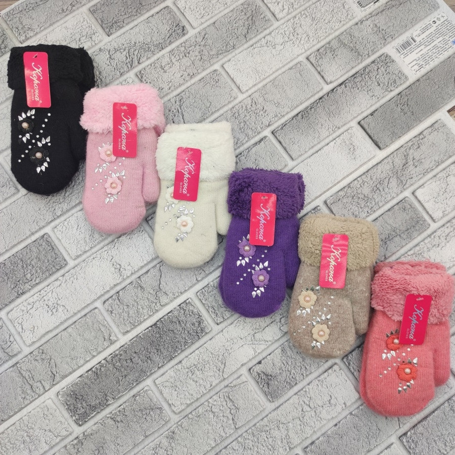 Рукавички жіночі вовняні 2-і Корона асорті 17.5 см ПЖЗ-1548, фото 1