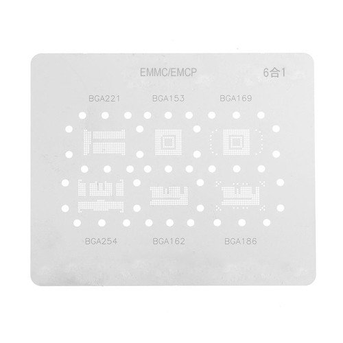 BGA трафарет eMMC eMCP 6в1 BGA221 BGA153 BGA169 BGA254 BGA162 BGA186