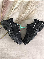 Кроссовки женские Balenciaga Triple S Black обувь Баленсиага Трипл С черные