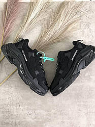 Кросівки жіночі Balenciaga Triple S Black взуття Баленсіага Трипл С чорні молоді круті