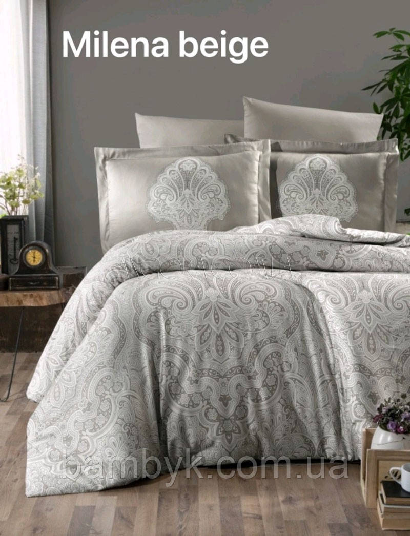 Полуторна Постільна Білизна З Сатину Делюкс "MILENA BEIGE" Issi Home Туреччина