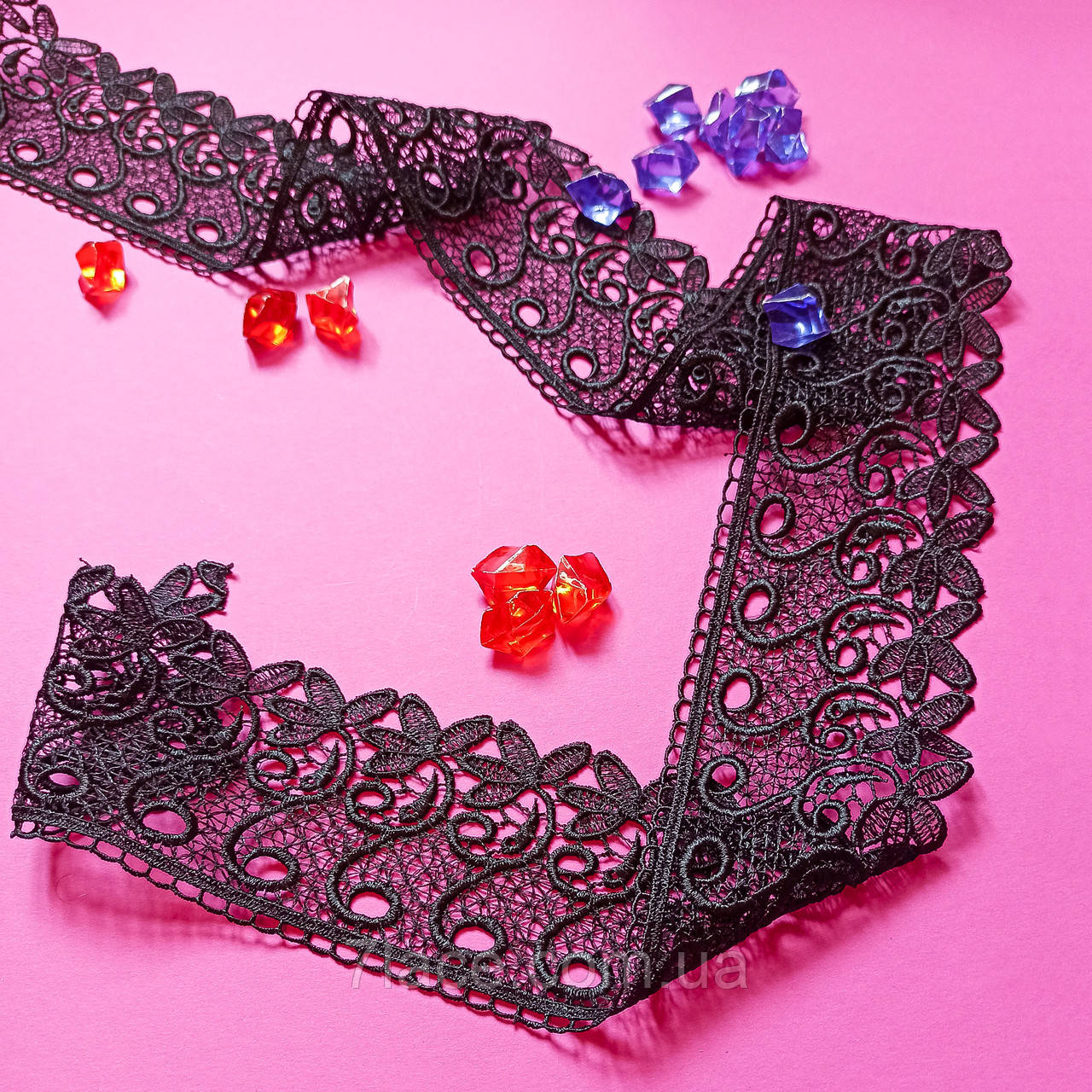 Мереживо-макраме (гіпюр)/колір чорний/ширина 7 см/замовлення від 1 м