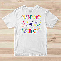 Детская белая футболка с принтом в школу "First day School" Push IT