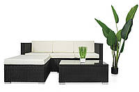 Набор садовой мебели - JUST RELAX - Lounge Terrace 3 c Ротангу со стальным каркасом Черный (Диван, Пуф, Стол.)