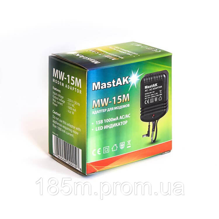 Блок живлення Блок живлення Mastak MW-15M 15V 1000mA для Модема - фото 2 - id-p1664183927