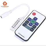 RGB контролер 6A mini RF, 5-24V, з пультом IR 11 кнопок, для світлодіодної RGB стрічки, 3 канали по 2А, фото 2