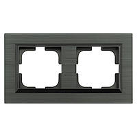Рамка подвійна Ovivo QUANTUM для розетки та вимикача сірий магніт
