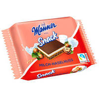 Вафли в шоколаде Manner Snack Milk-Hazelnut с молочно-ореховым кремом, 25 г, 30 шт/ящ